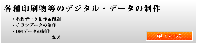 各種印刷物等のデジタル・データも制作　名刺データの制作＆印刷、チラシデータの制作、DMデータの制作など