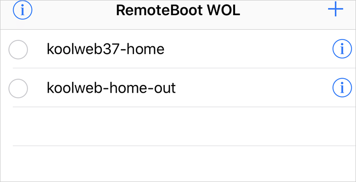 RemoteBootアプリのBoot一覧画面